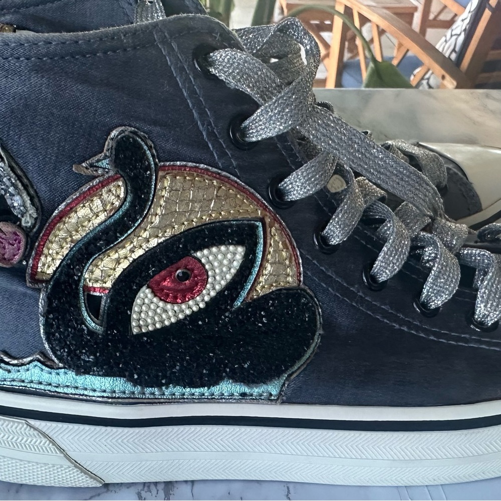 Marc Jacobs Gray and Silver Spiked Sneakers